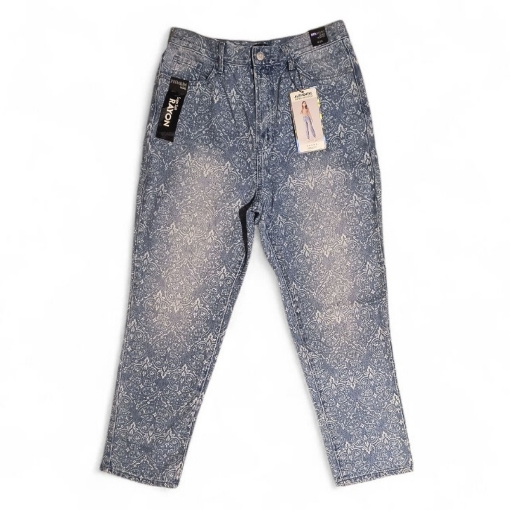 Simple Society Paisley Design Super High Rise Straight Leg Jeans Juniors Size 9